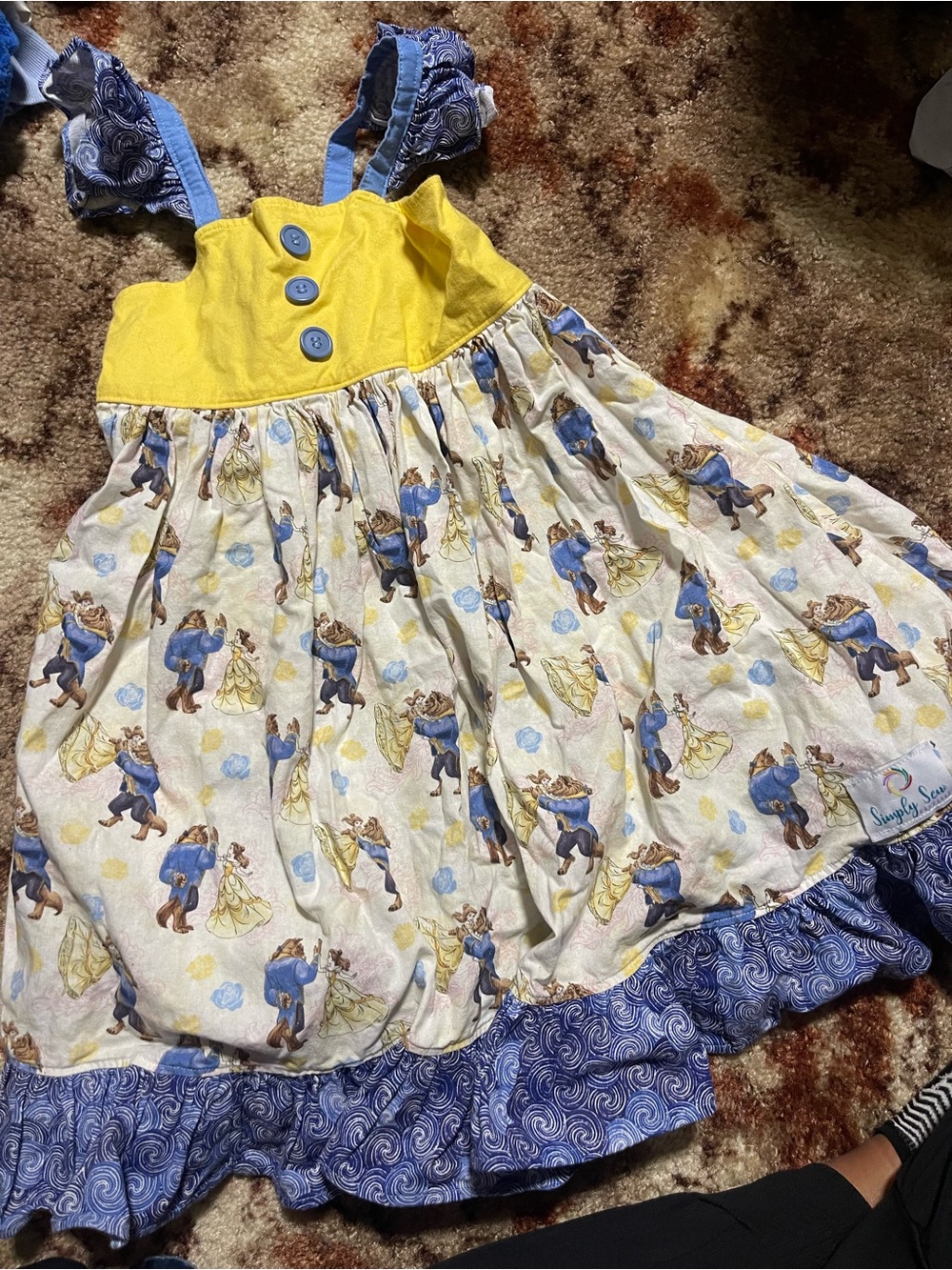 Disney Yellow and Blue Beauty and the Beast Print Sundress